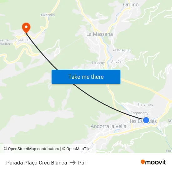 Parada Plaça Creu Blanca to Pal map