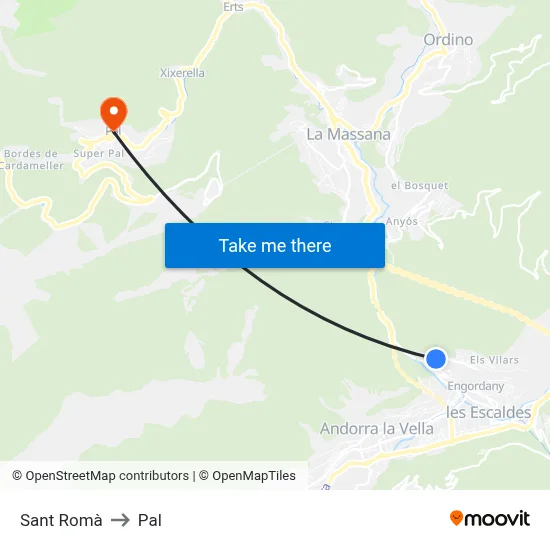 Sant Romà to Pal map