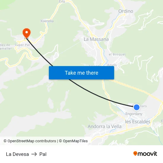 La Devesa to Pal map