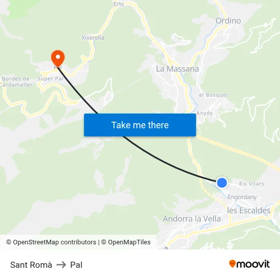 Sant Romà to Pal map