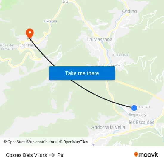 Costes Dels Vilars to Pal map