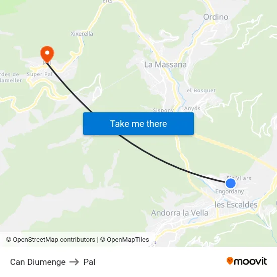 Can Diumenge to Pal map