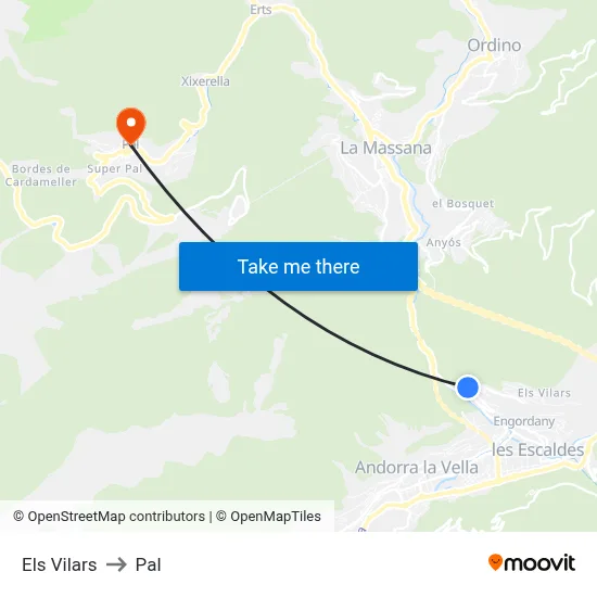 Els Vilars to Pal map