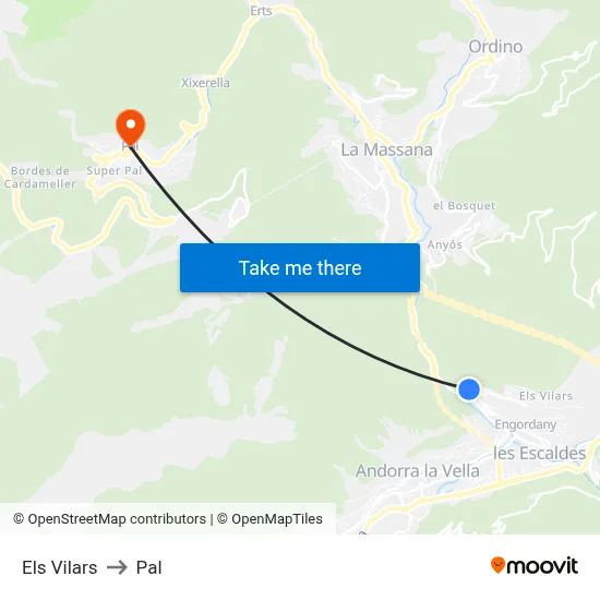 Els Vilars to Pal map
