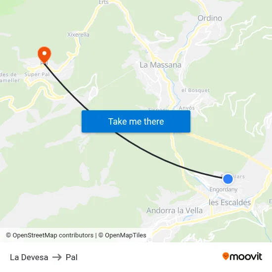 La Devesa to Pal map