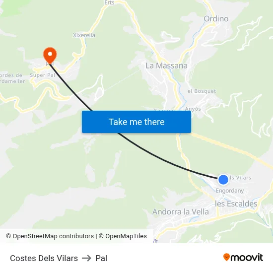 Costes Dels Vilars to Pal map