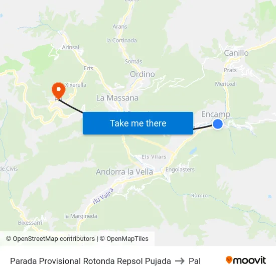 245-El Tirader to Pal map