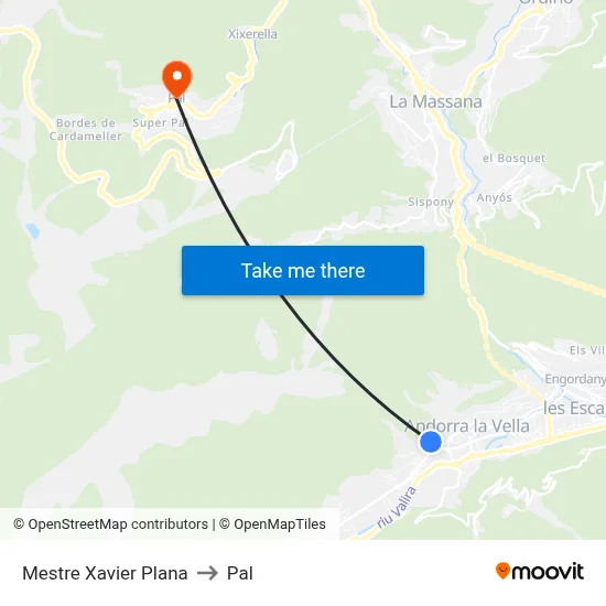 Mestre Xavier Plana to Pal map