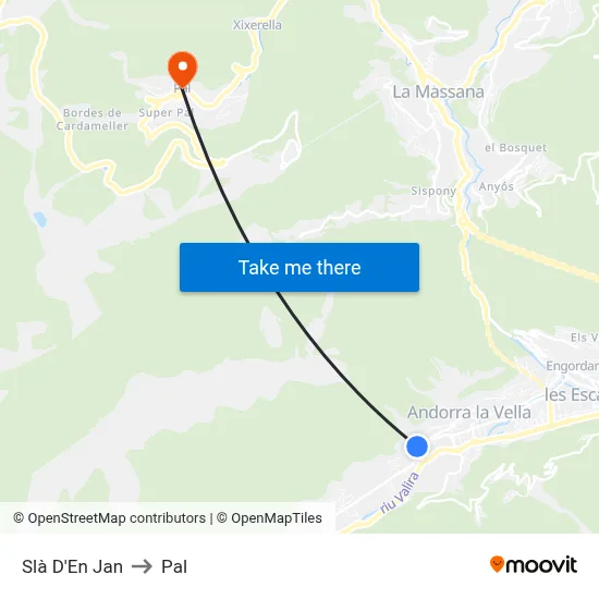 Slà D'En Jan to Pal map