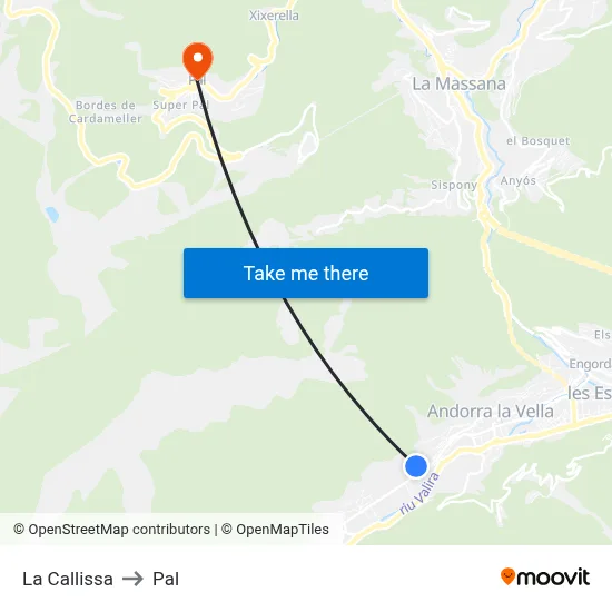 La Callissa to Pal map