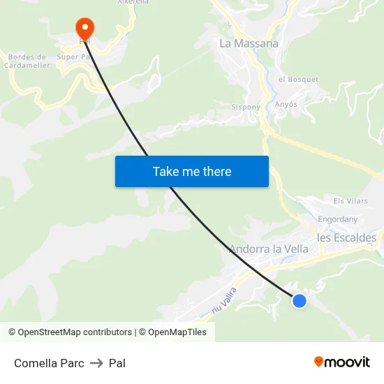 Comella Parc to Pal map