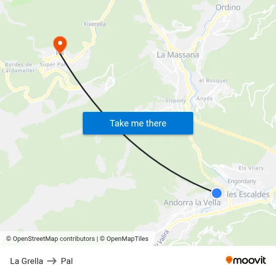 La Grella to Pal map