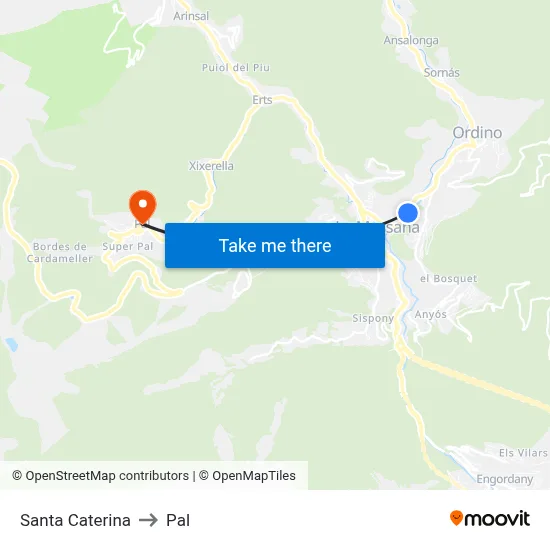 Santa Caterina to Pal map