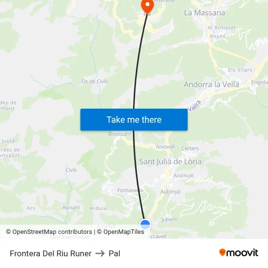 Frontera Del Riu Runer to Pal map