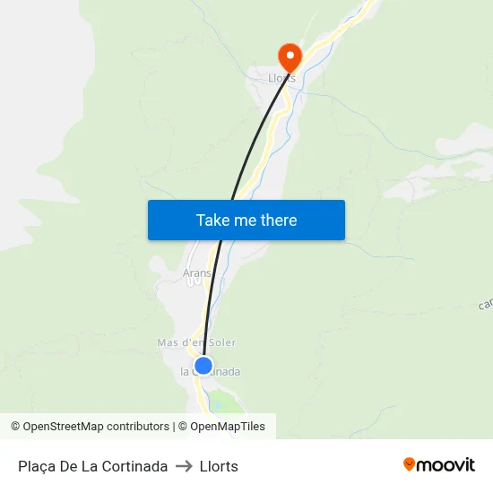 Plaça De La Cortinada to Llorts map