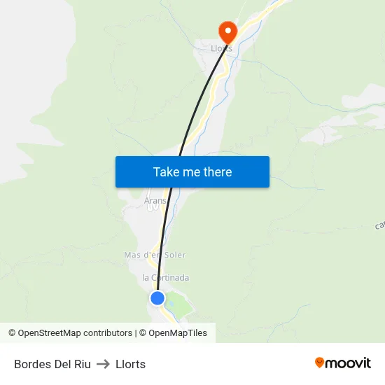 Bordes Del Riu to Llorts map
