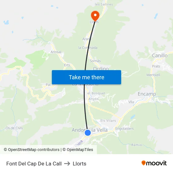 Font Del Cap De La Call to Llorts map
