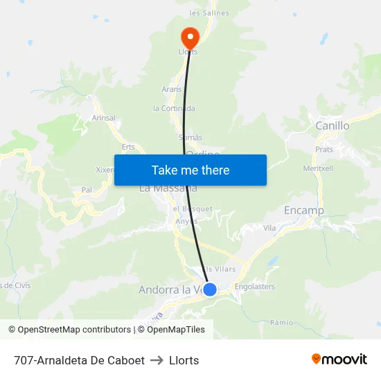 707-Arnaldeta De Caboet to Llorts map