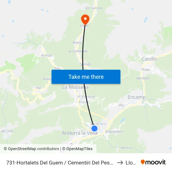 731-Hortalets Del Guem / Cementiri Del Pessebre to Llorts map