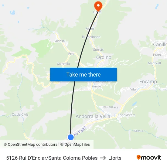 5126-Rui D'Enclar/Santa Coloma Pobles to Llorts map