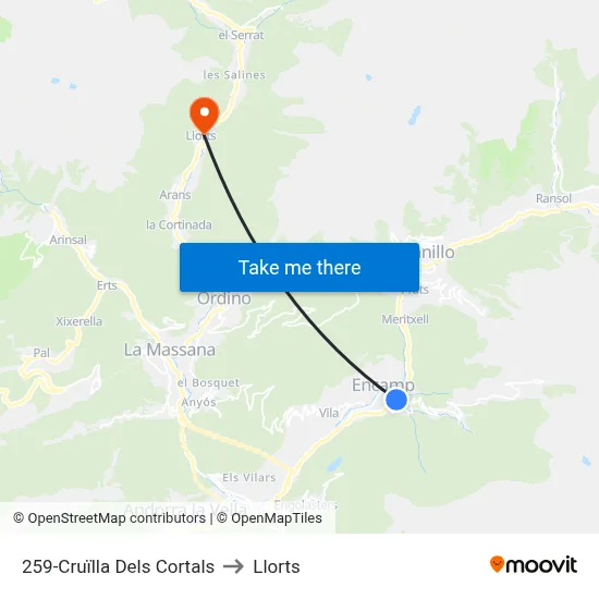 259-Cruïlla Dels Cortals to Llorts map