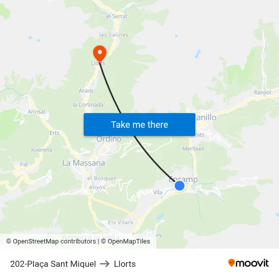 202-Plaça Sant Miquel to Llorts map