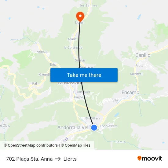 702-Plaça Sta. Anna to Llorts map