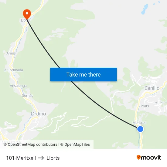 101-Meritxell to Llorts map