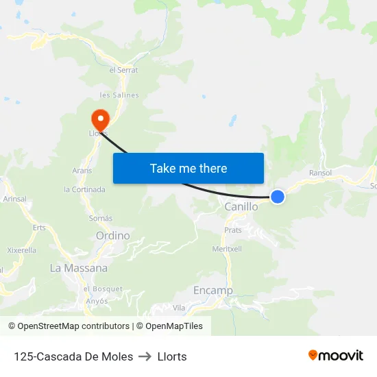125-Cascada De Moles to Llorts map