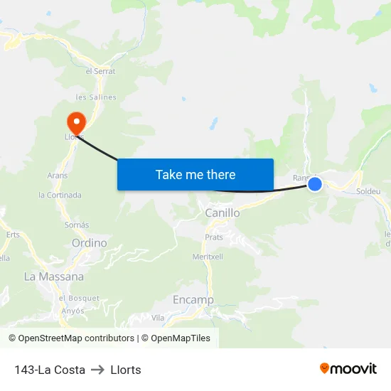 143-La Costa to Llorts map