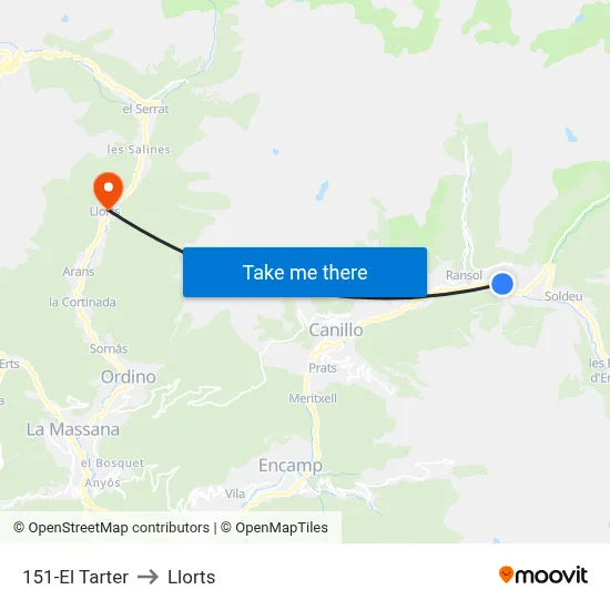 151-El Tarter to Llorts map