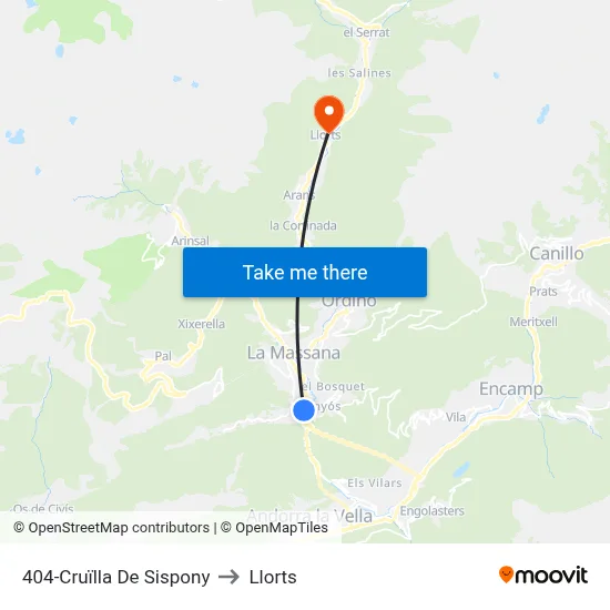 404-Cruïlla De Sispony to Llorts map