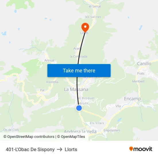 401-L'Obac De Sispony to Llorts map