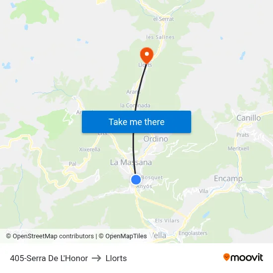 405-Serra De L'Honor to Llorts map