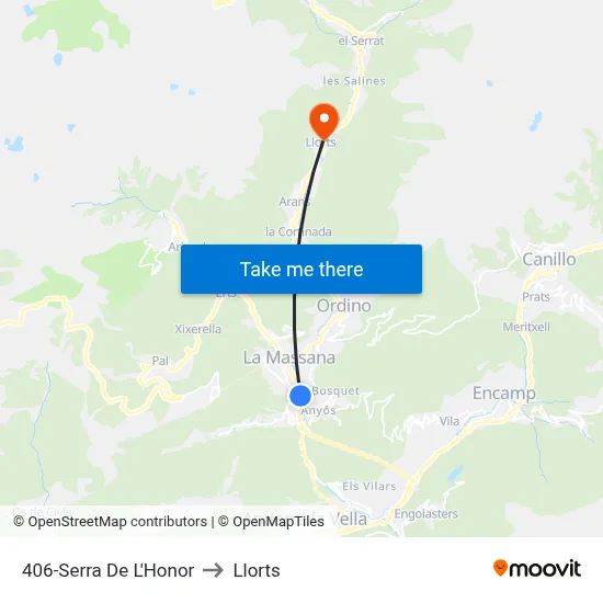 406-Serra De L'Honor to Llorts map