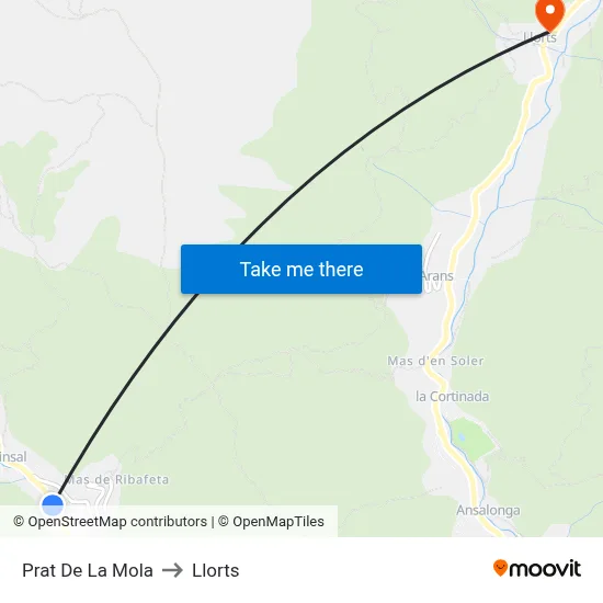 Prat De La Mola to Llorts map