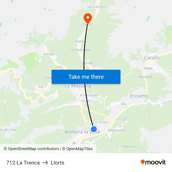 712-La Trenca to Llorts map