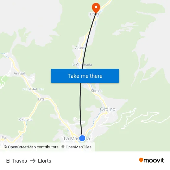 El Través to Llorts map