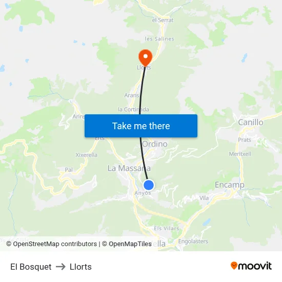 El Bosquet to Llorts map