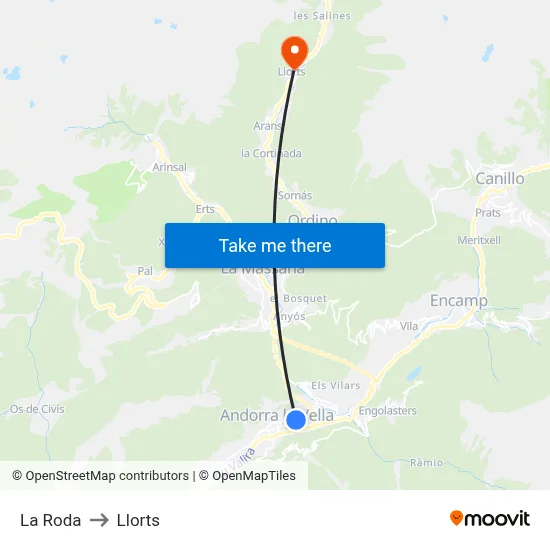 La Roda to Llorts map