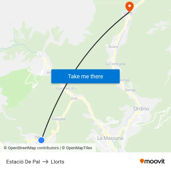 Estació De Pal to Llorts map