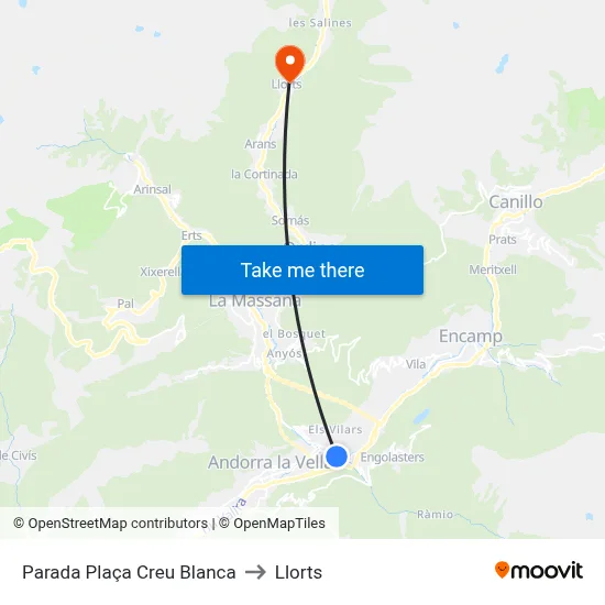 Parada Plaça Creu Blanca to Llorts map