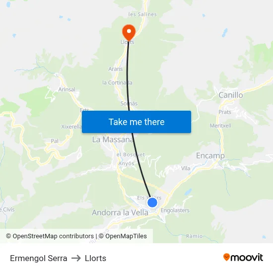 Ermengol Serra to Llorts map
