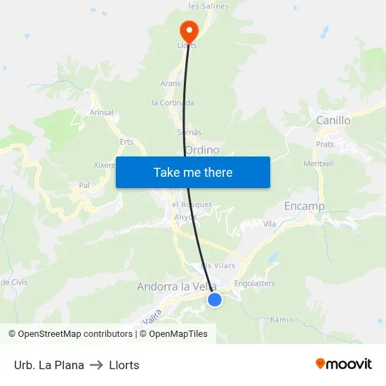 Urb. La Plana to Llorts map