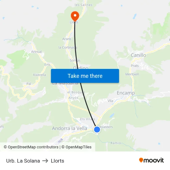 Urb. La Solana to Llorts map