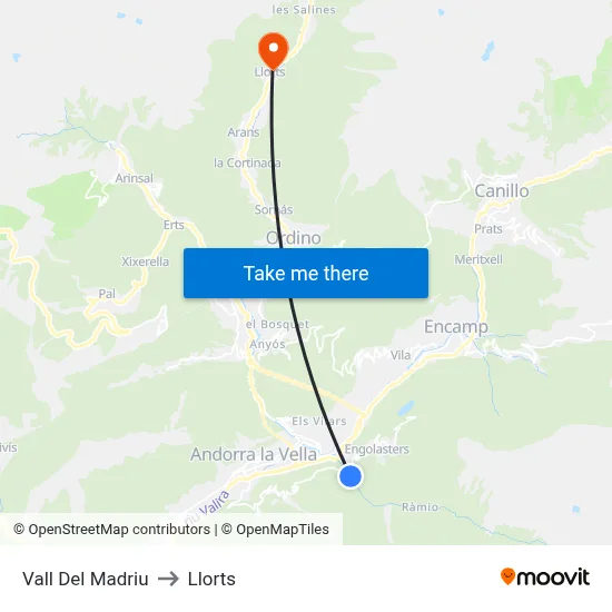 Vall Del Madriu to Llorts map