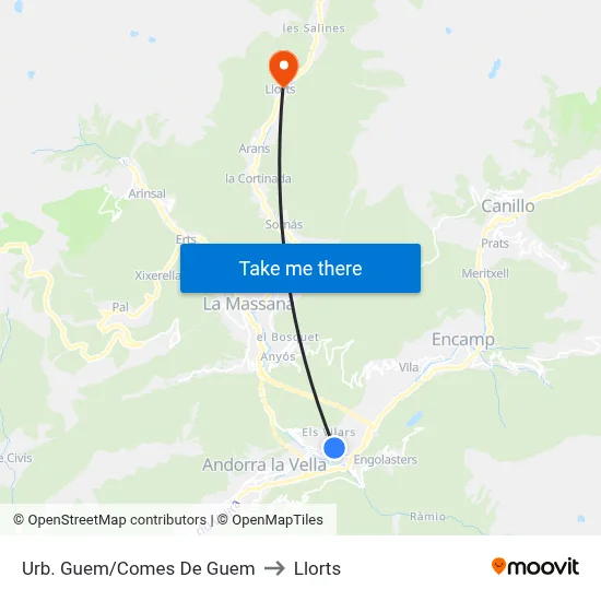 Urb. Guem/Comes De Guem to Llorts map