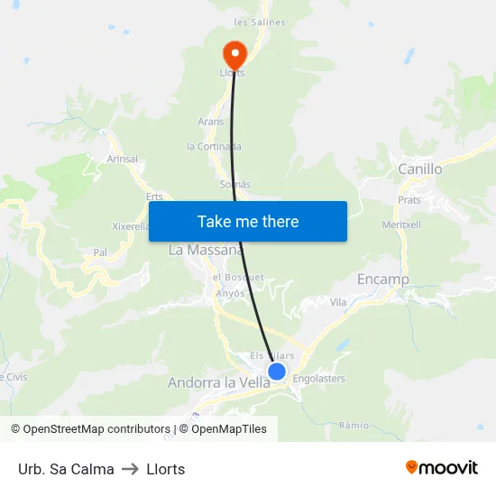 Urb. Sa Calma to Llorts map