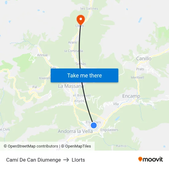 Camí De Can Diumenge to Llorts map