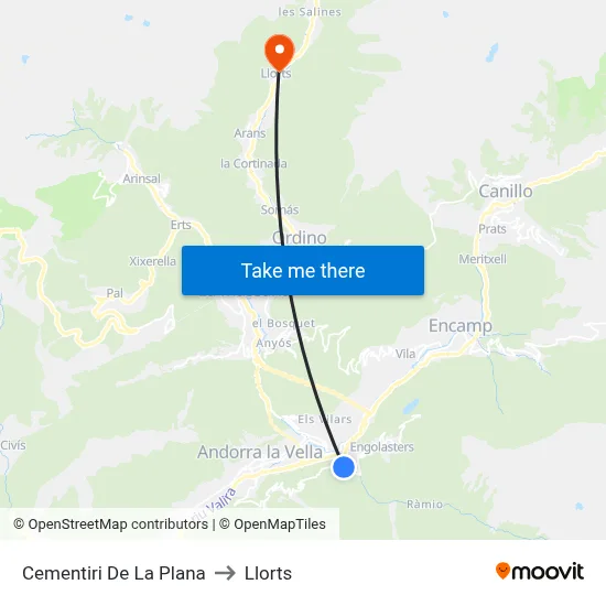 Cementiri De La Plana to Llorts map